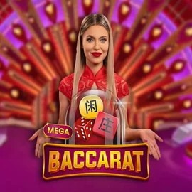 Mega Baccarat online game logo by Pragmatic Play on wino-mania.com